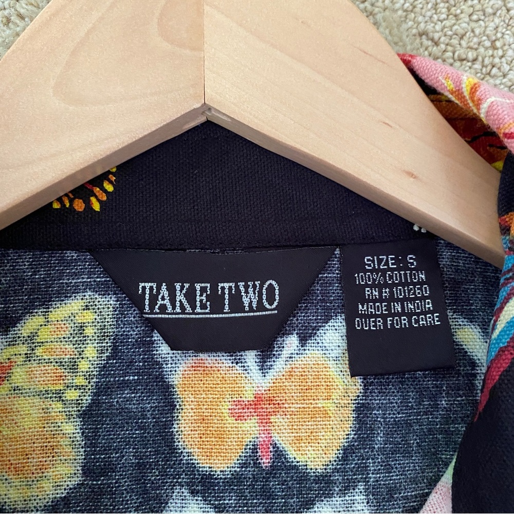 Take Two 90s Y2k Butterfly Sequins Button Up Blac… - image 8